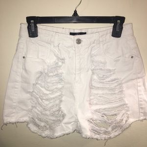 White Distressed High Waist Jean Shorts Missguided